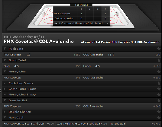 Live NHL Betting at Bet365